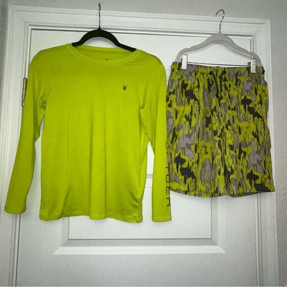 Spyder Swim Long Sleeve Shirt Pull On Elastic Waist Trunk Shorts - Picture 7 of 7